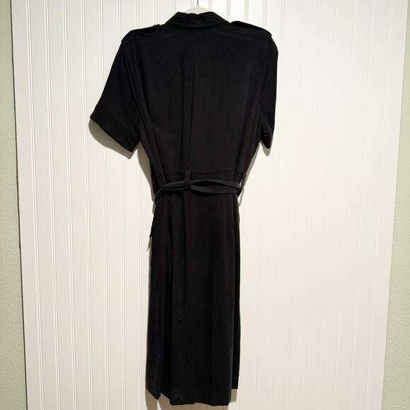 Equipment Black Silk Shirt Dress Belted Size Medium - Picture 8 of 8